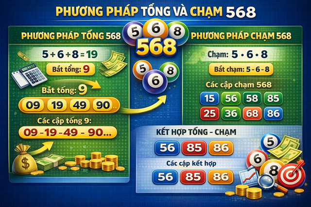 Mẹo tìm lô bằng tổng và chạm mà soi cầu 568 gợi ý Mẹo tìm lô bằng tổng và chạm mà soi cầu 568 gợi ý